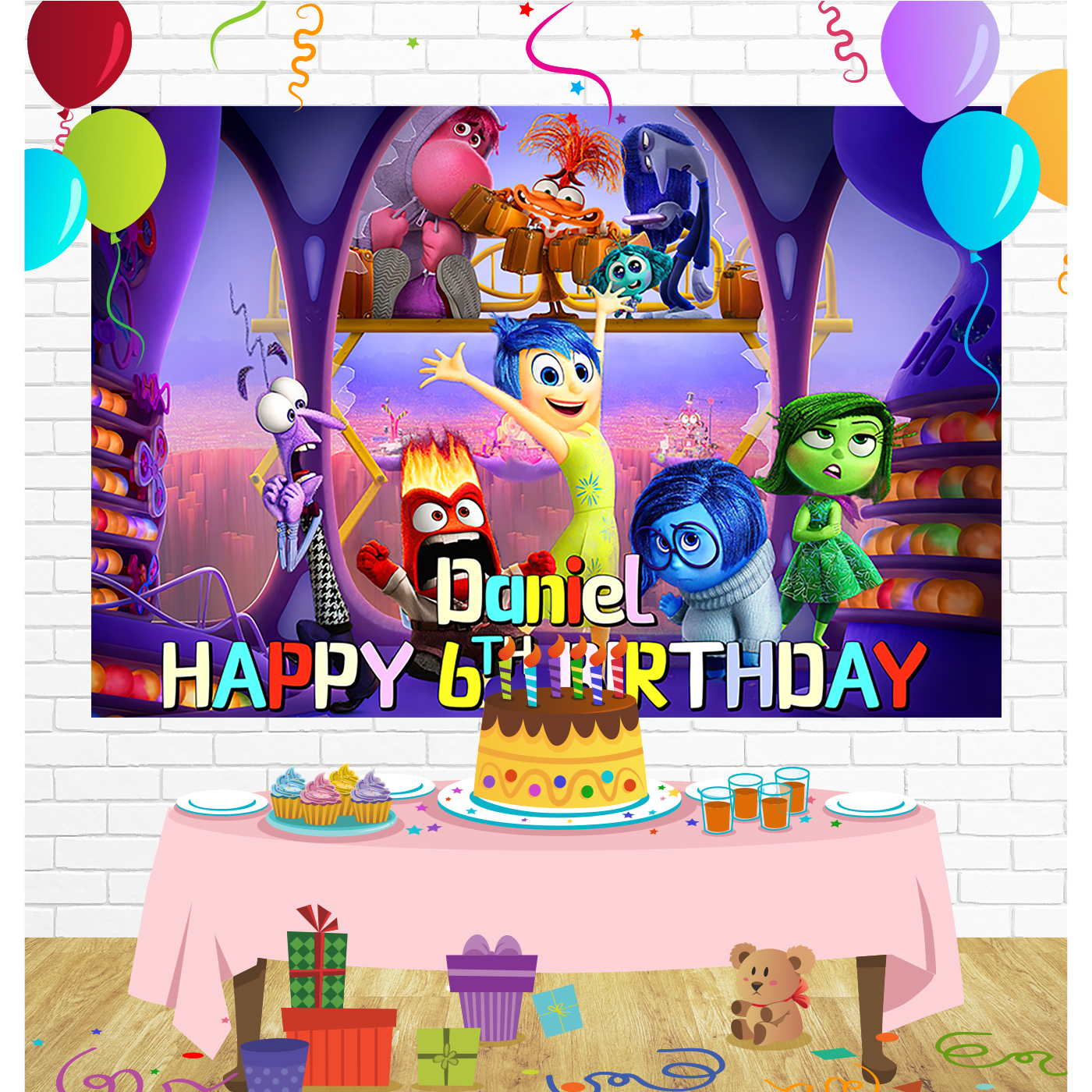 Inside Out 2 Birthday Backdrop for Party Supplies Decorations