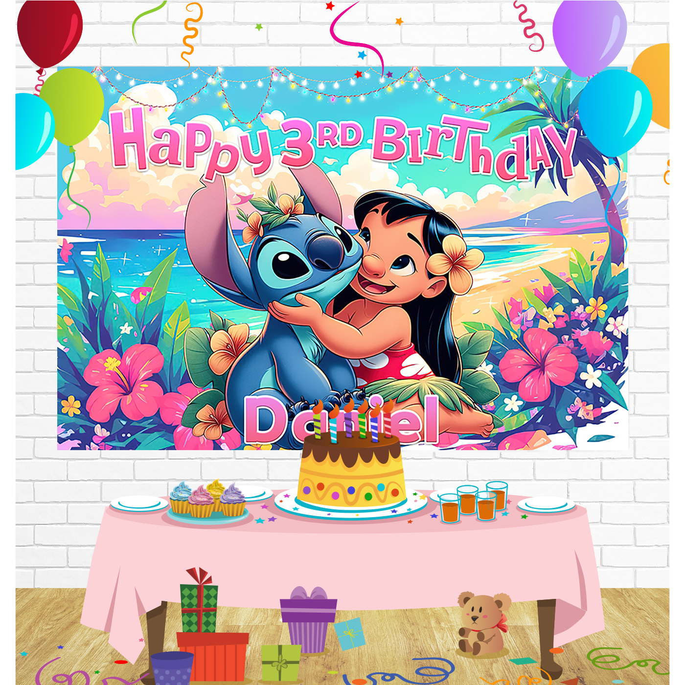 Lilo Stitch Birthday Backdrop for Party Supplies Decorations