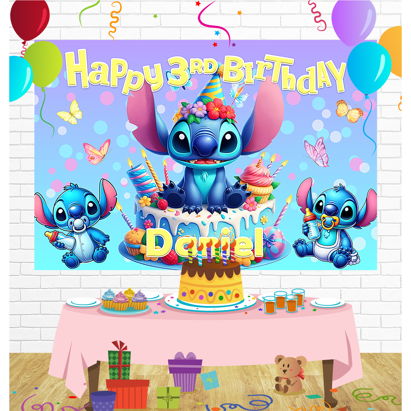 Lilo Stitch Birthday Backdrop for Party Supplies Decorations