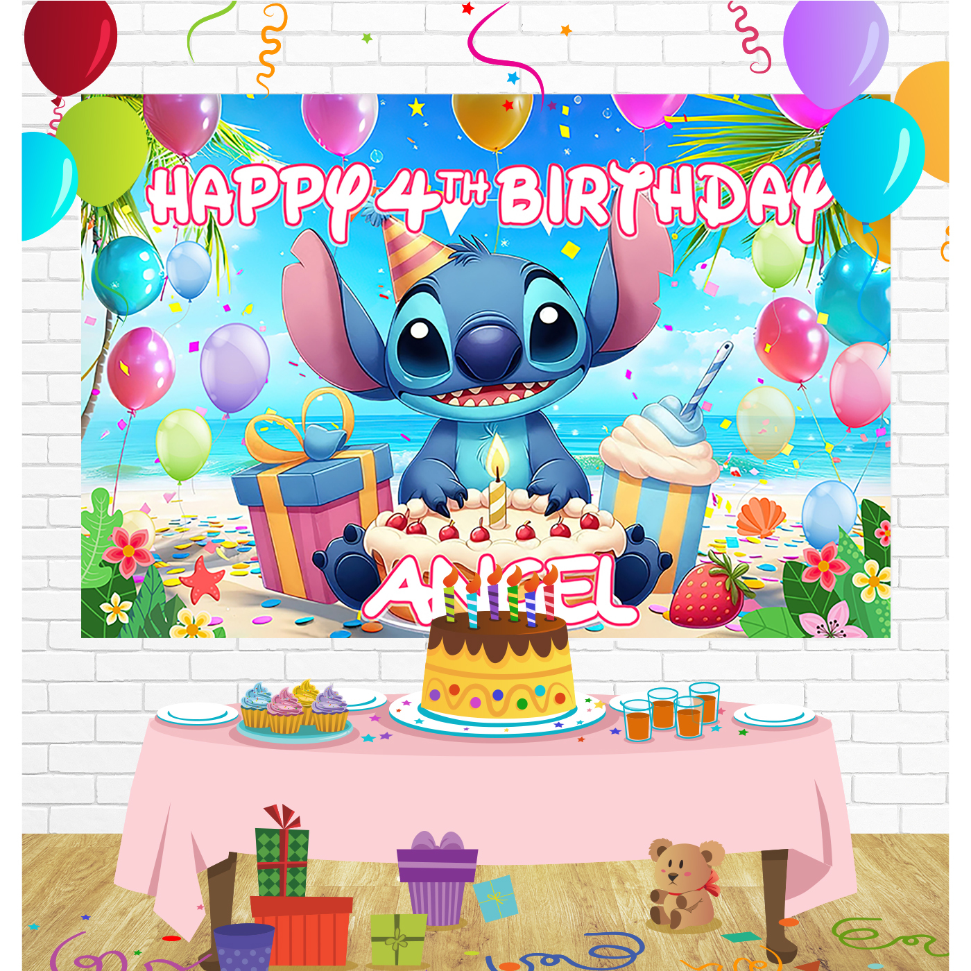 Lilo Stitch Birthday Backdrop for Party Supplies Decorations