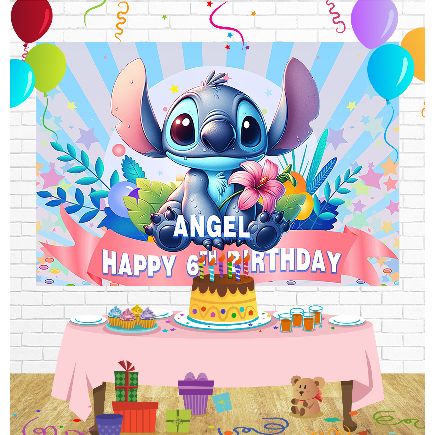 Lilo Stitch Birthday Backdrop for Party Supplies Decorations