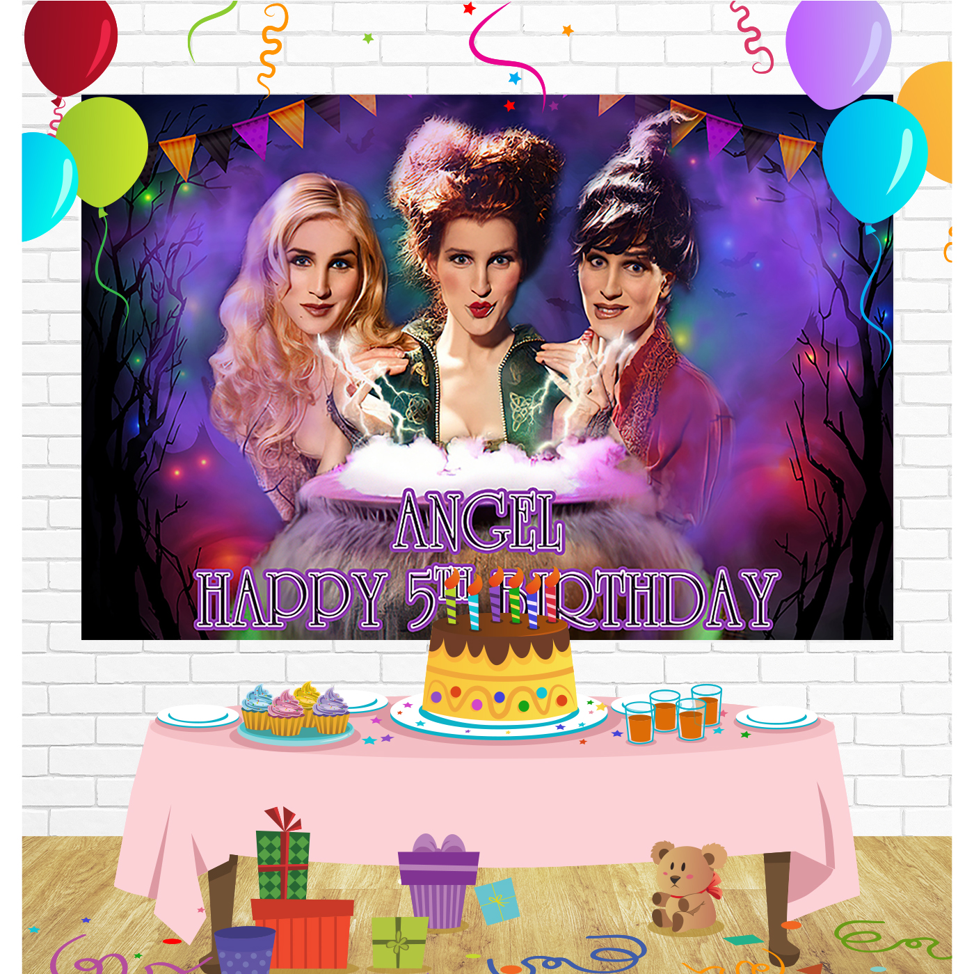 Hocus Pocus Birthday Backdrop for Party Supplies Decorations