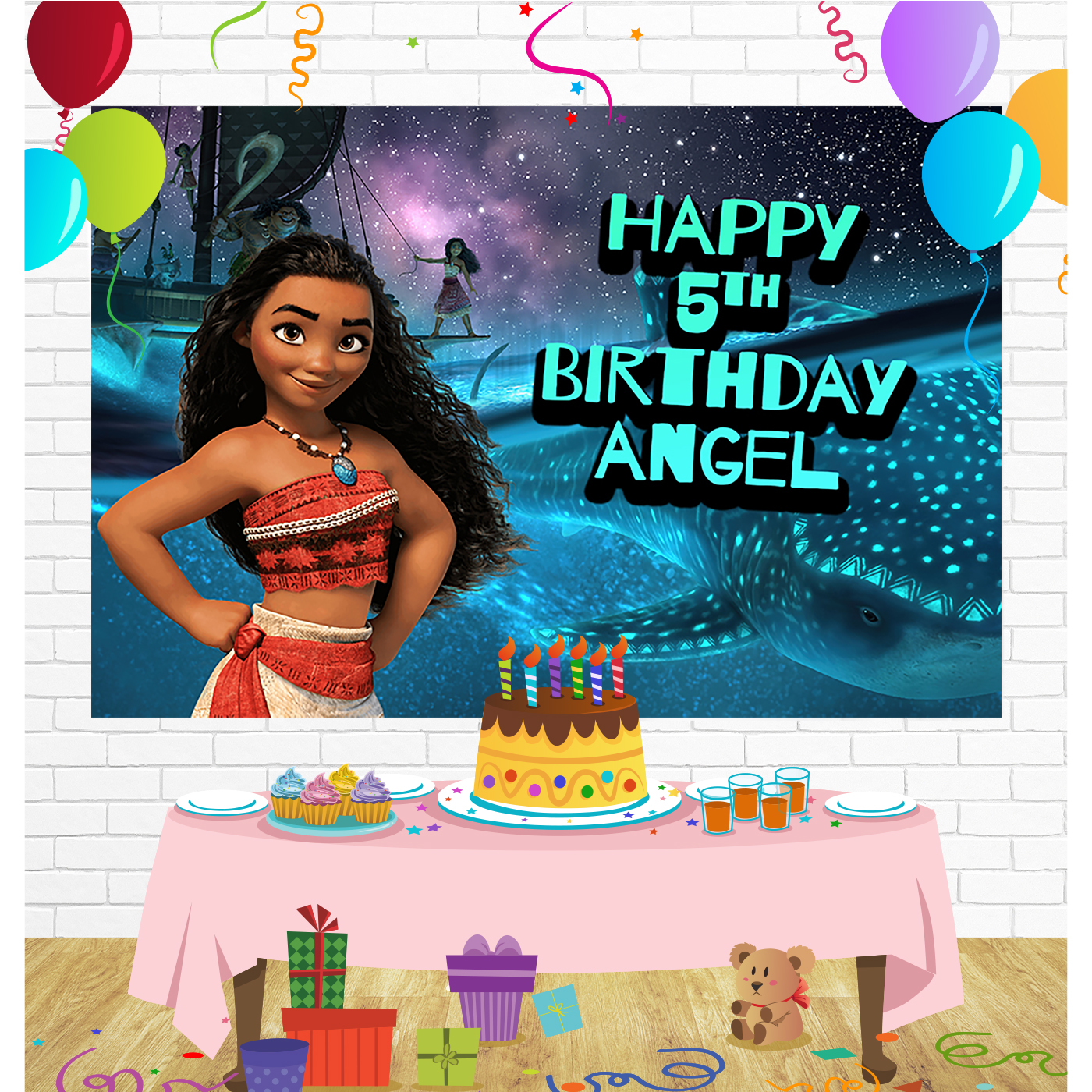 Moana Birthday Backdrop for Party Supplies Decorations