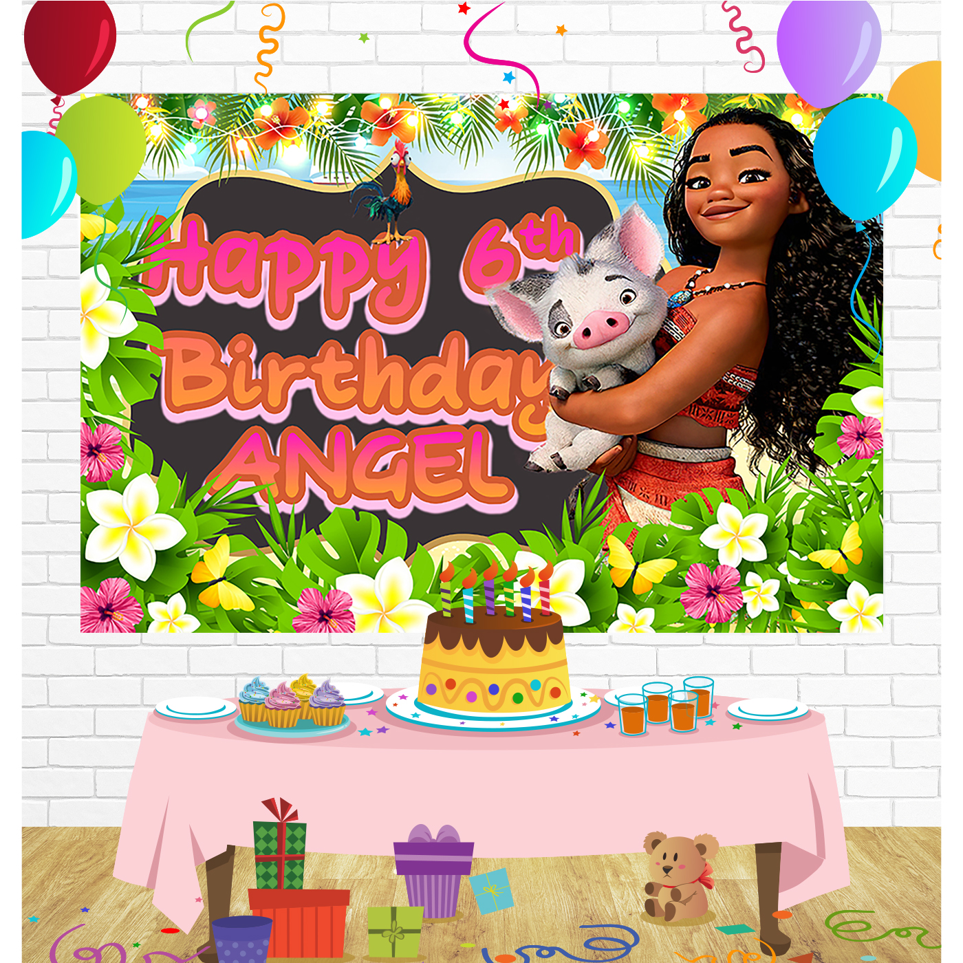 Moana Birthday Backdrop for Party Supplies Decorations