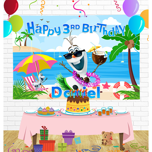 Frozen Elsa Anna Olaf Birthday Backdrop for Party Supplies Decorations