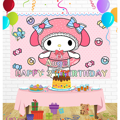 My Melody Birthday Backdrop for Party Supplies Decorations