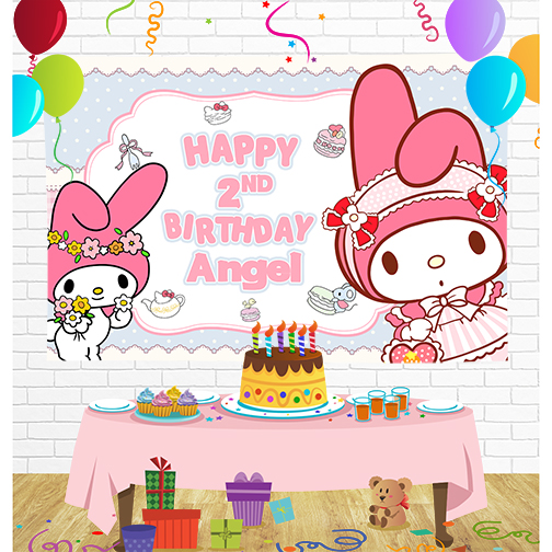 My Melody Birthday Backdrop for Party Supplies Decorations