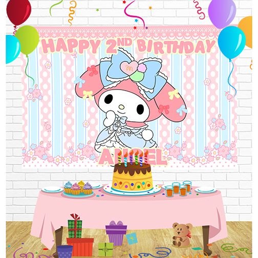 My Melody Birthday Backdrop for Party Supplies Decorations