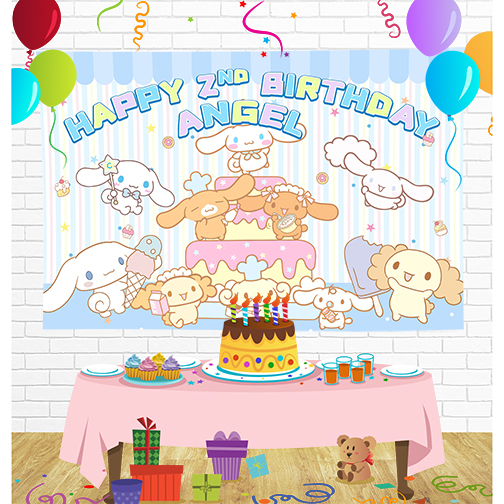 Cinnamoroll Birthday Backdrop for Party Supplies Decorations
