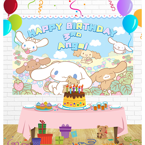 Cinnamoroll Birthday Backdrop for Party Supplies Decorations