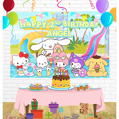 Cinnamoroll Birthday Backdrop for Party Supplies Decorations