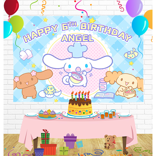 Cinnamoroll Birthday Backdrop for Party Supplies Decorations