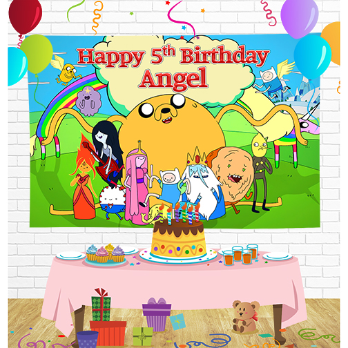 Adventure Time Birthday Backdrop for Party Supplies Decorations