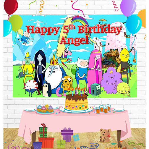 Adventure Time Birthday Backdrop for Party Supplies Decorations