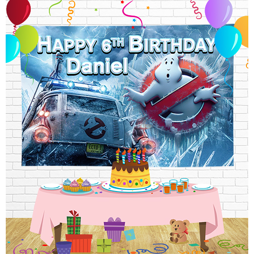 Ghosterbusters Birthday Backdrop for Party Supplies Decorations