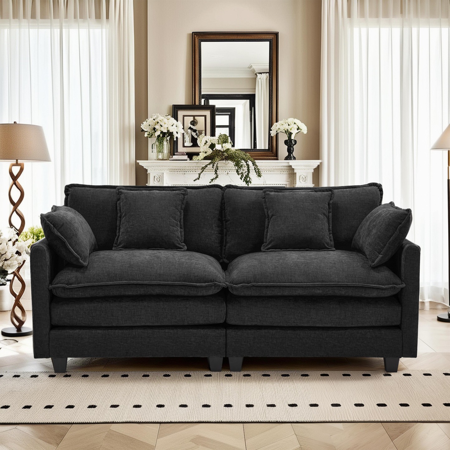 Cloudy 149.2'' Luxury Thickened Cushion Sectional Sofa