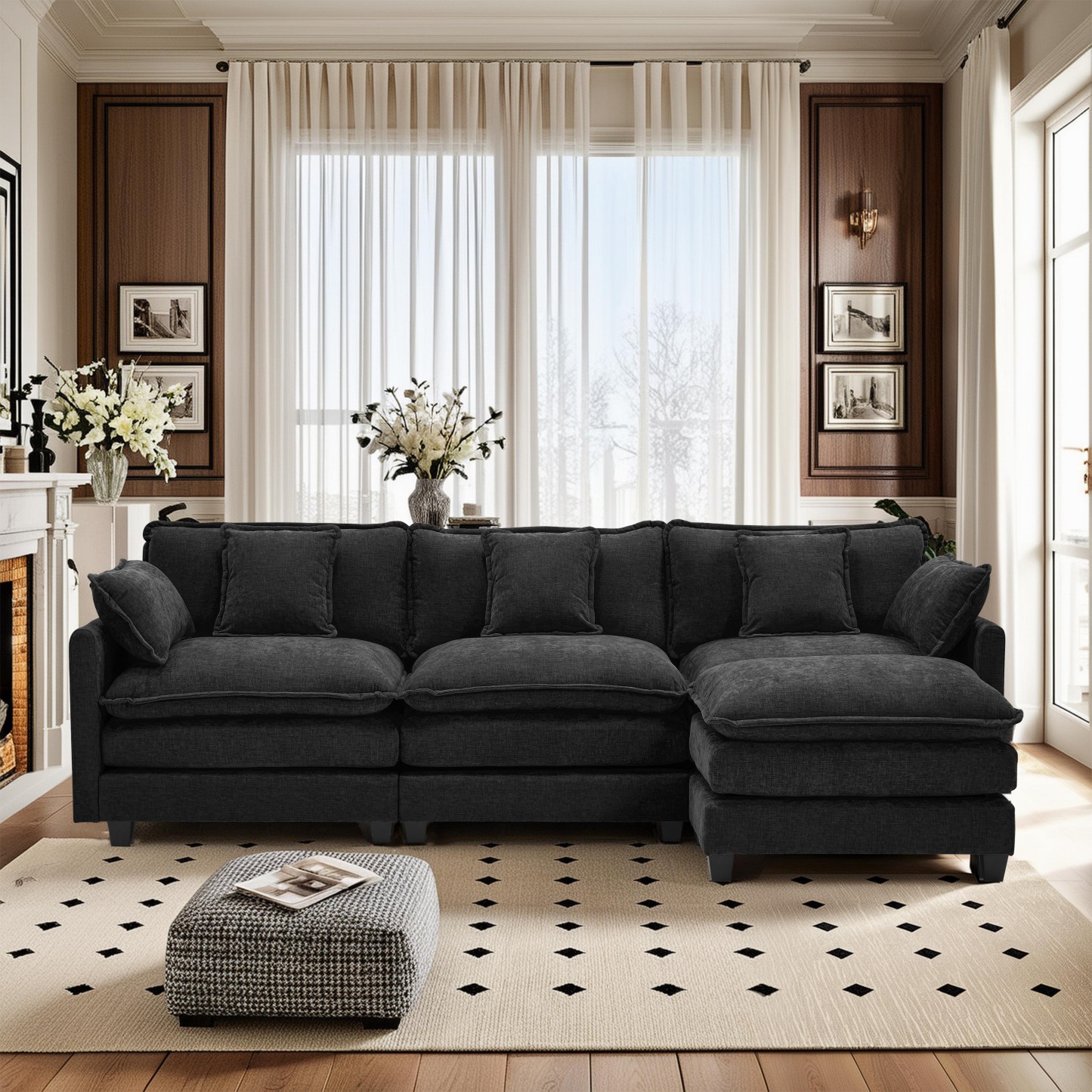 Cloudy 149.2'' Luxury Thickened Cushion Sectional Sofa