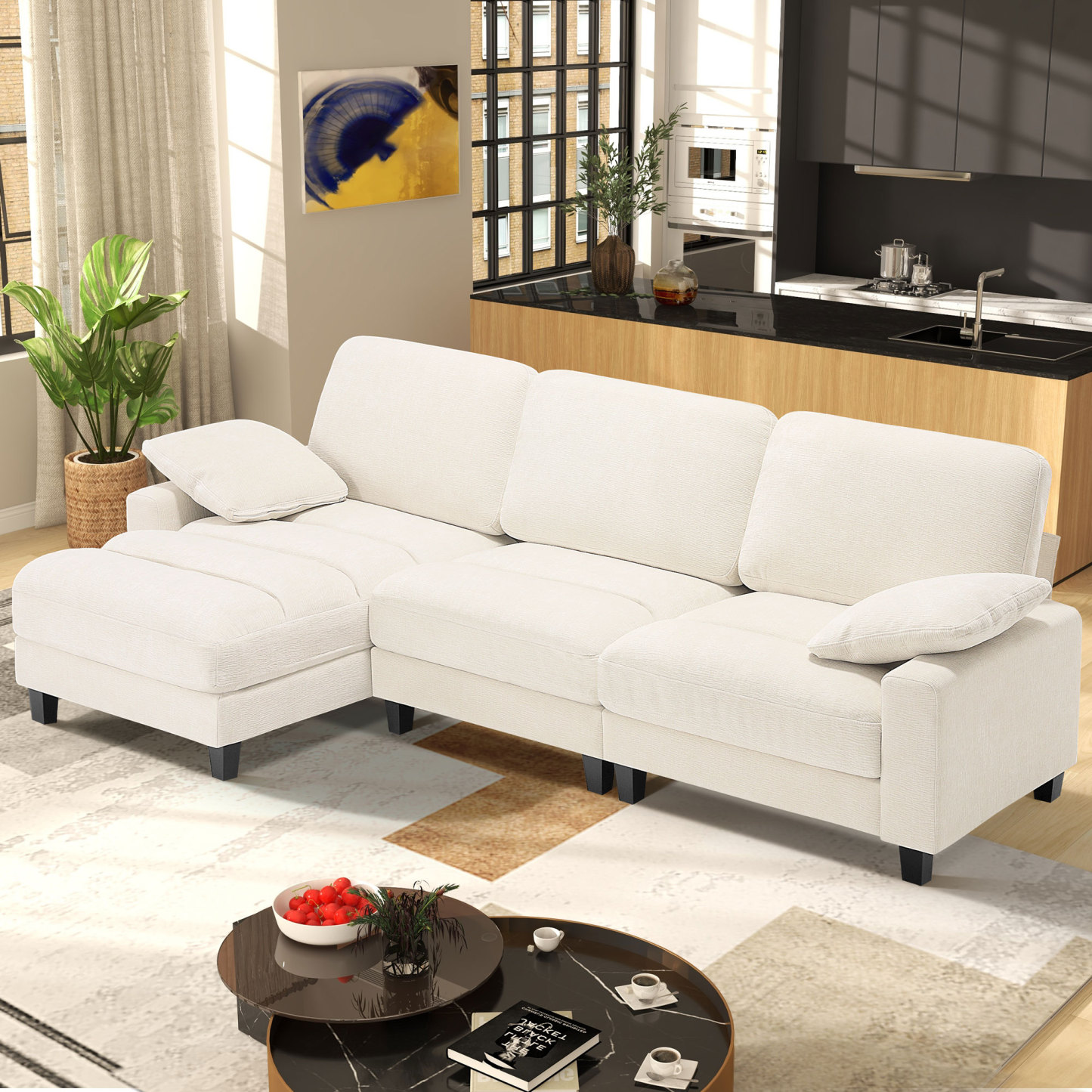 Serenity Plush 108 inch Sectional Sofa With Chaise