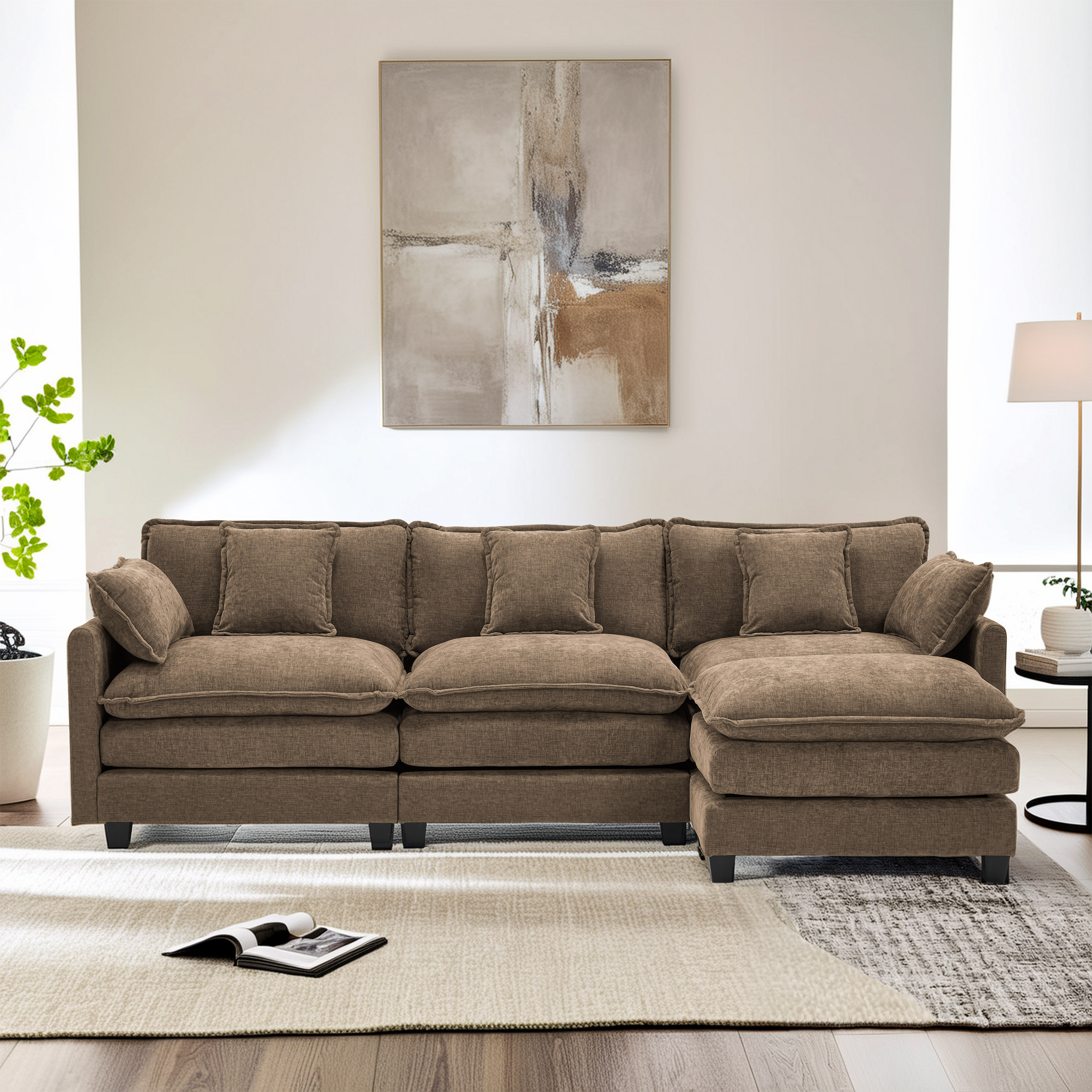 Cloudy 149.2'' Luxury Thickened Cushion Sectional Sofa