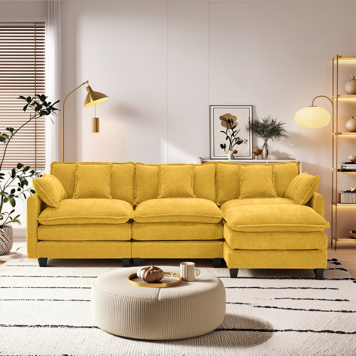 Cloudy 149.2'' Luxury Thickened Cushion Sectional Sofa
