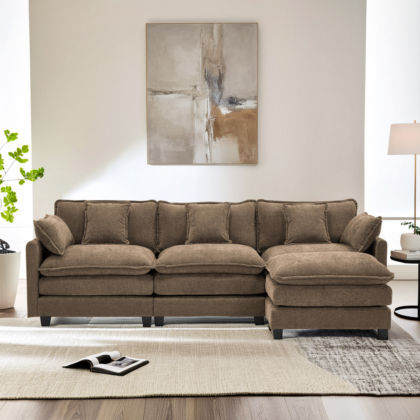 Cloudy 149.2'' Luxury Thickened Cushion Sectional Sofa
