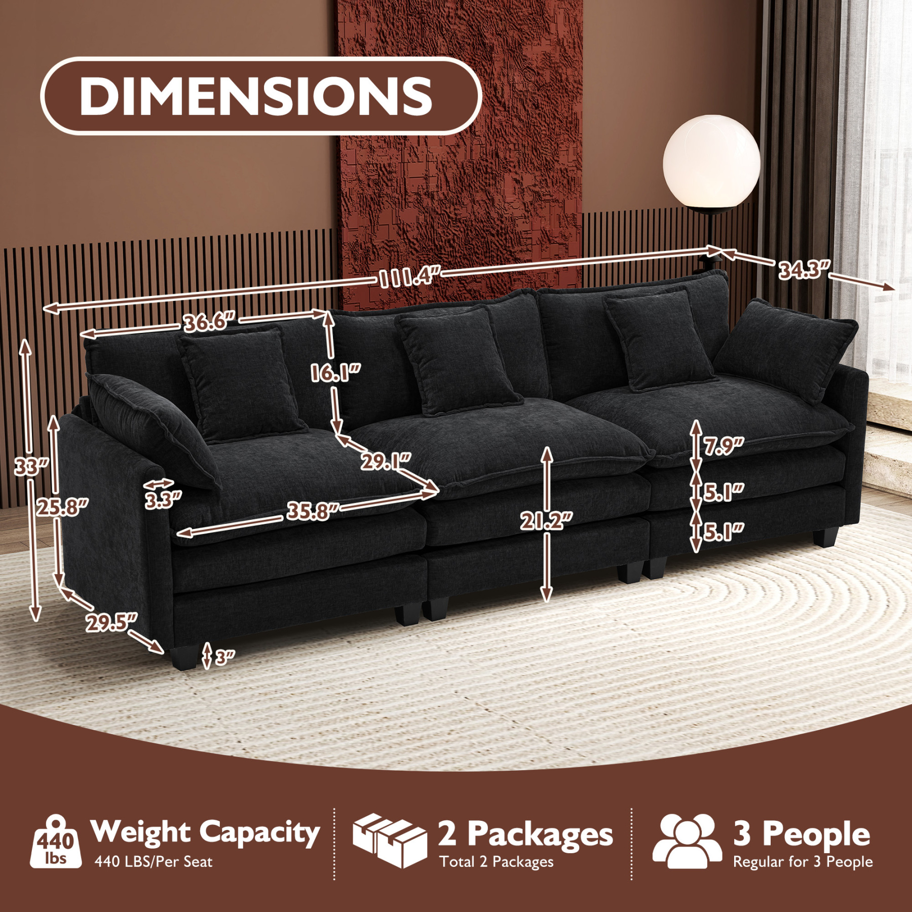 Cloudy 149.2'' Luxury Thickened Cushion Sectional Sofa
