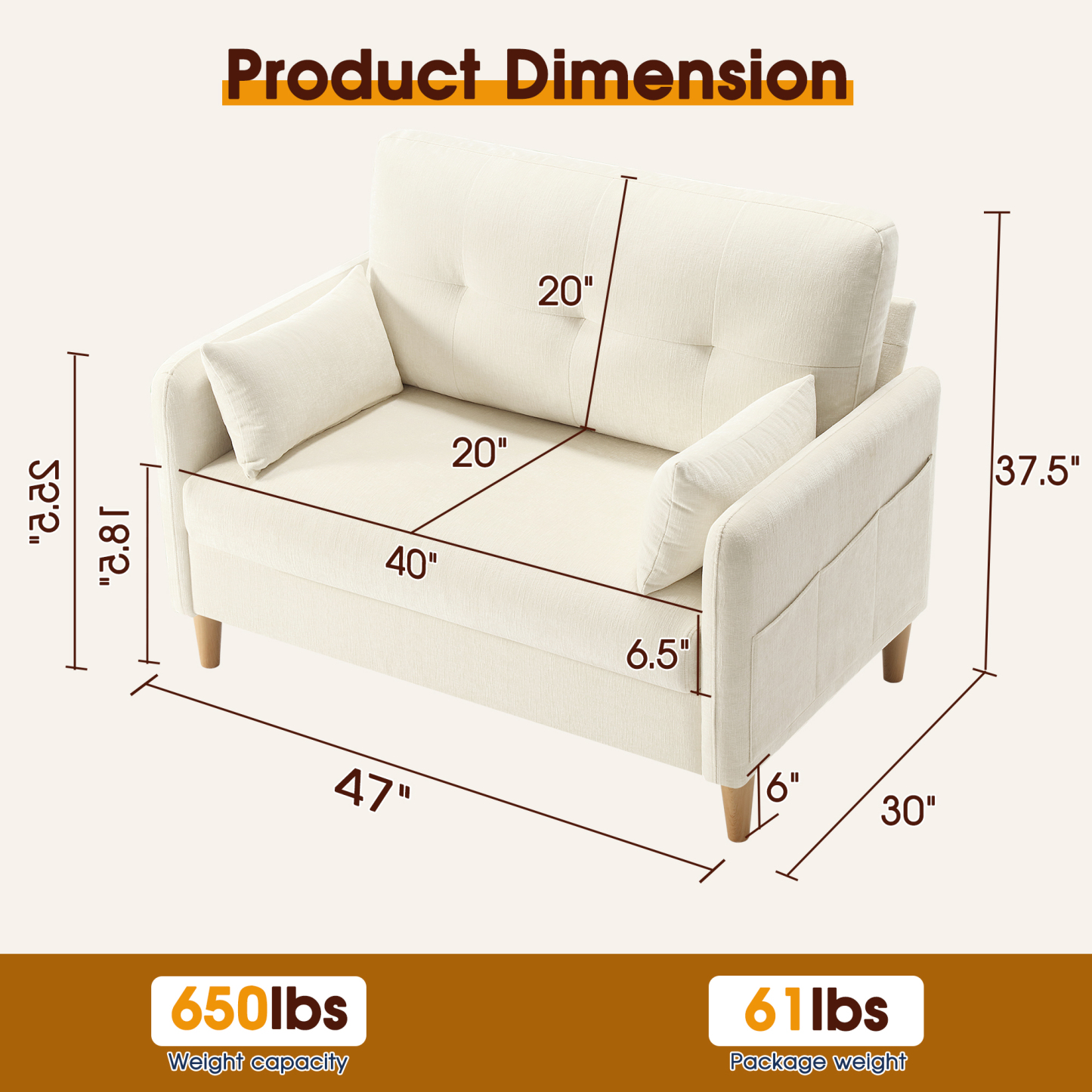 Petite 47'' Exquisite Loveseat
