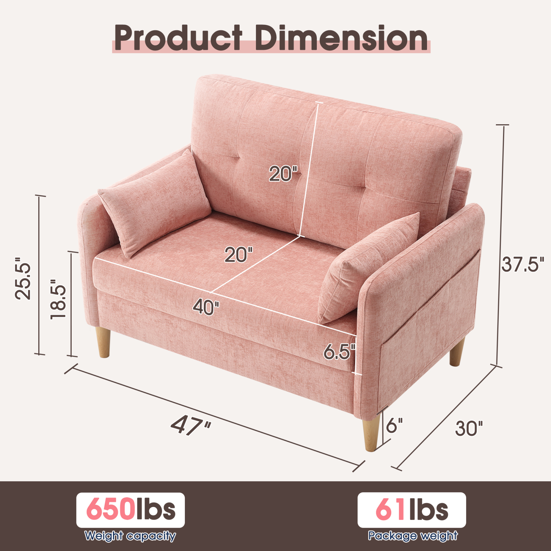 Petite 47'' Exquisite Loveseat