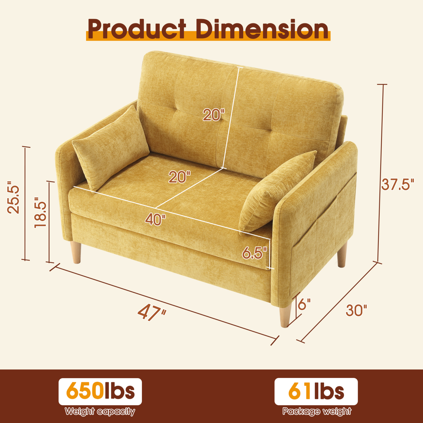 Petite 47'' Exquisite Loveseat