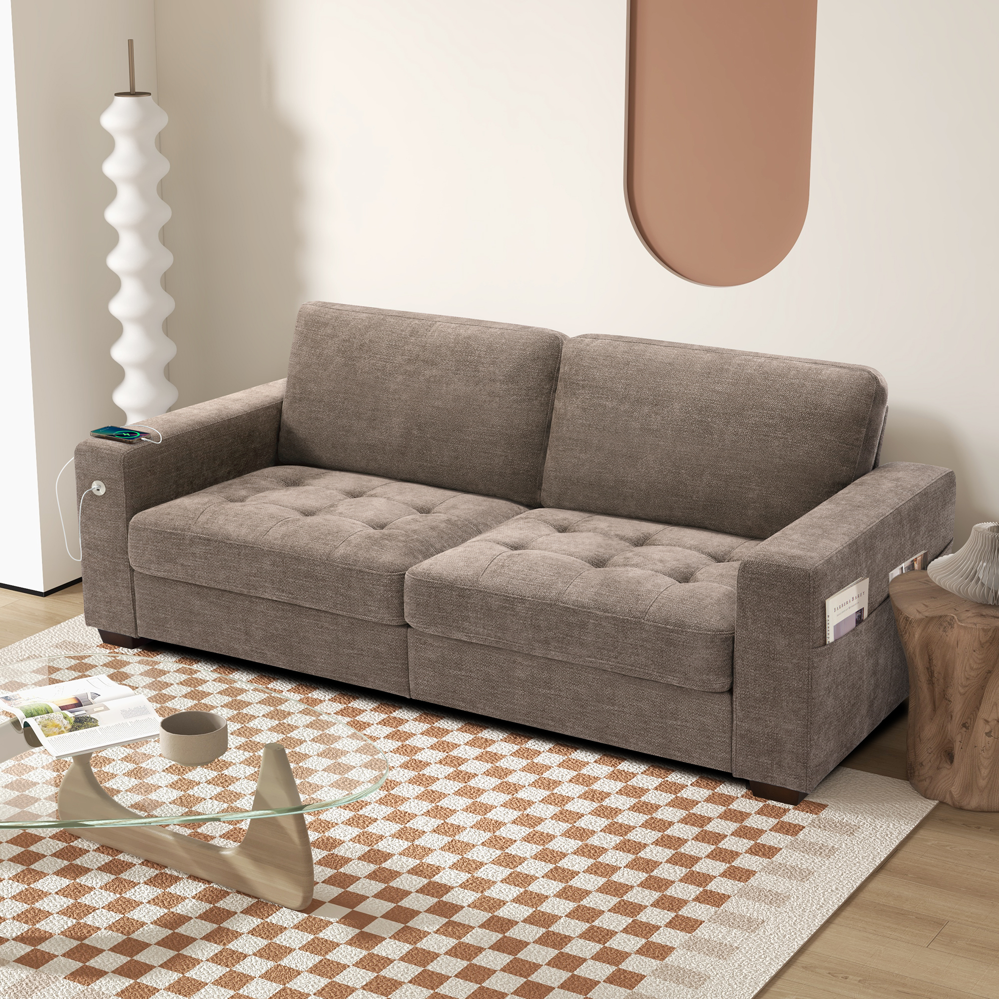 Worthfurni 89” Modern 3 Seats Comfy Sofa