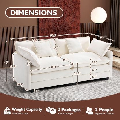 Cloudy 149.2'' Luxury Thickened Cushion Sectional Sofa
