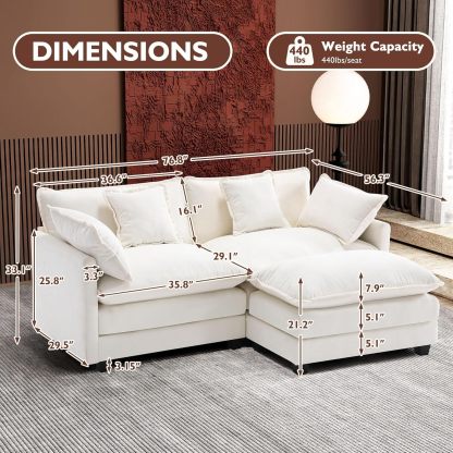 Cloudy 149.2'' Luxury Thickened Cushion Sectional Sofa