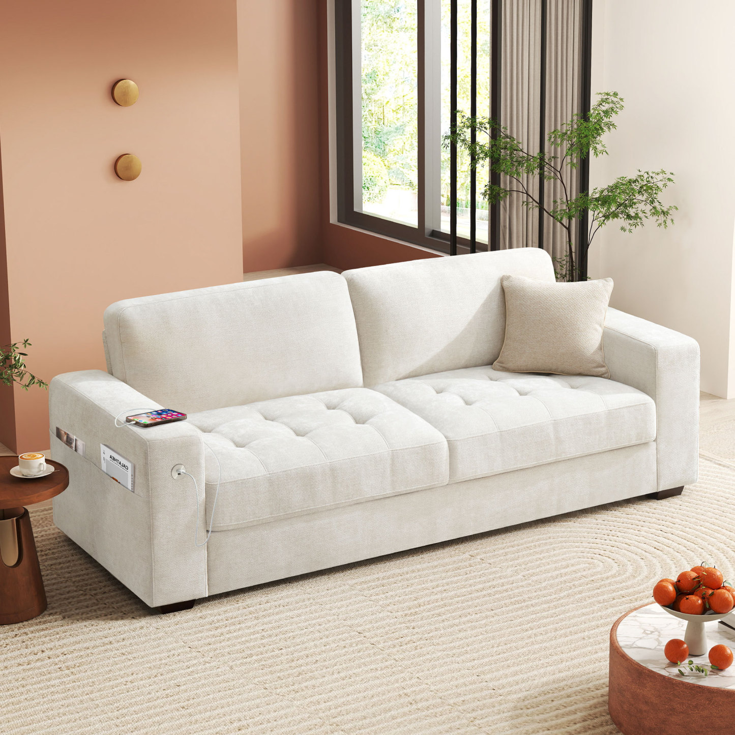 Classic 70" & 89" Modern Sofa with USB Charging