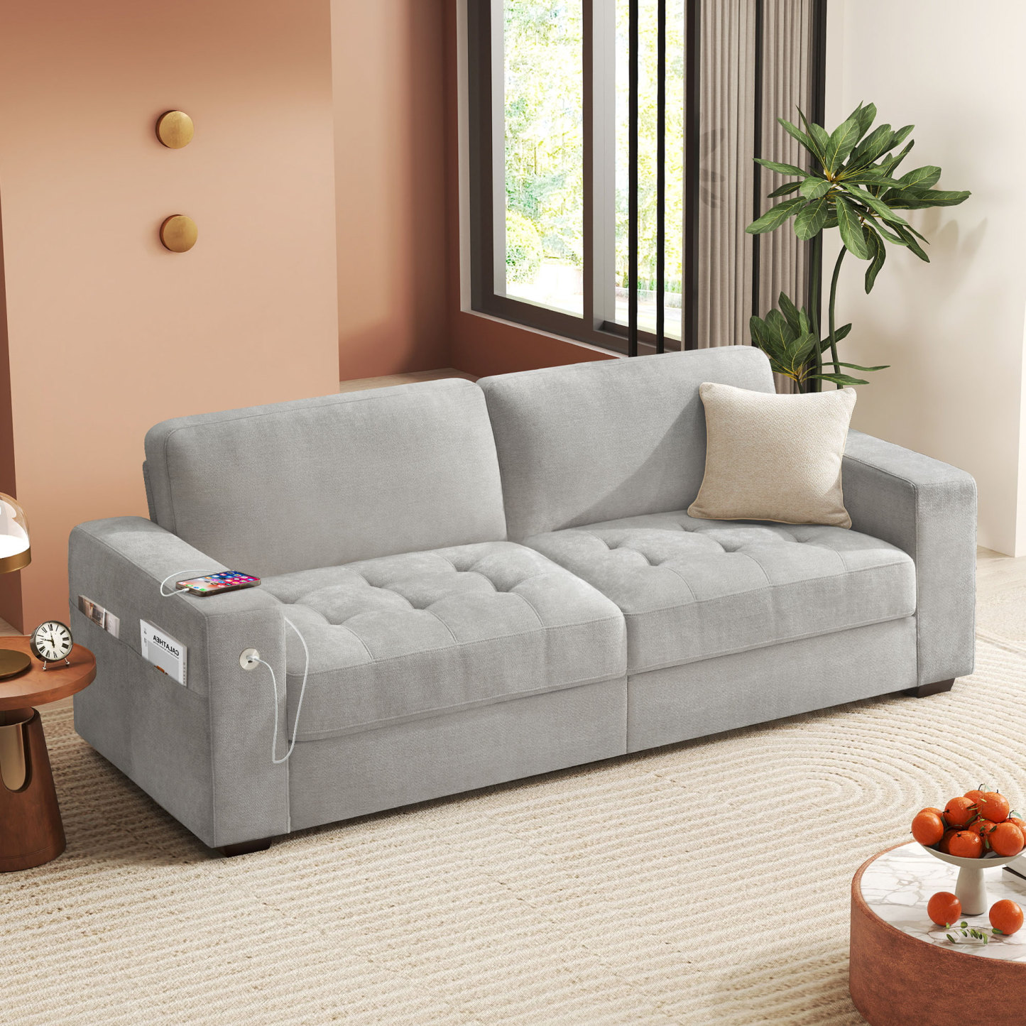 Classic 70" & 89" Modern Sofa with USB Charging