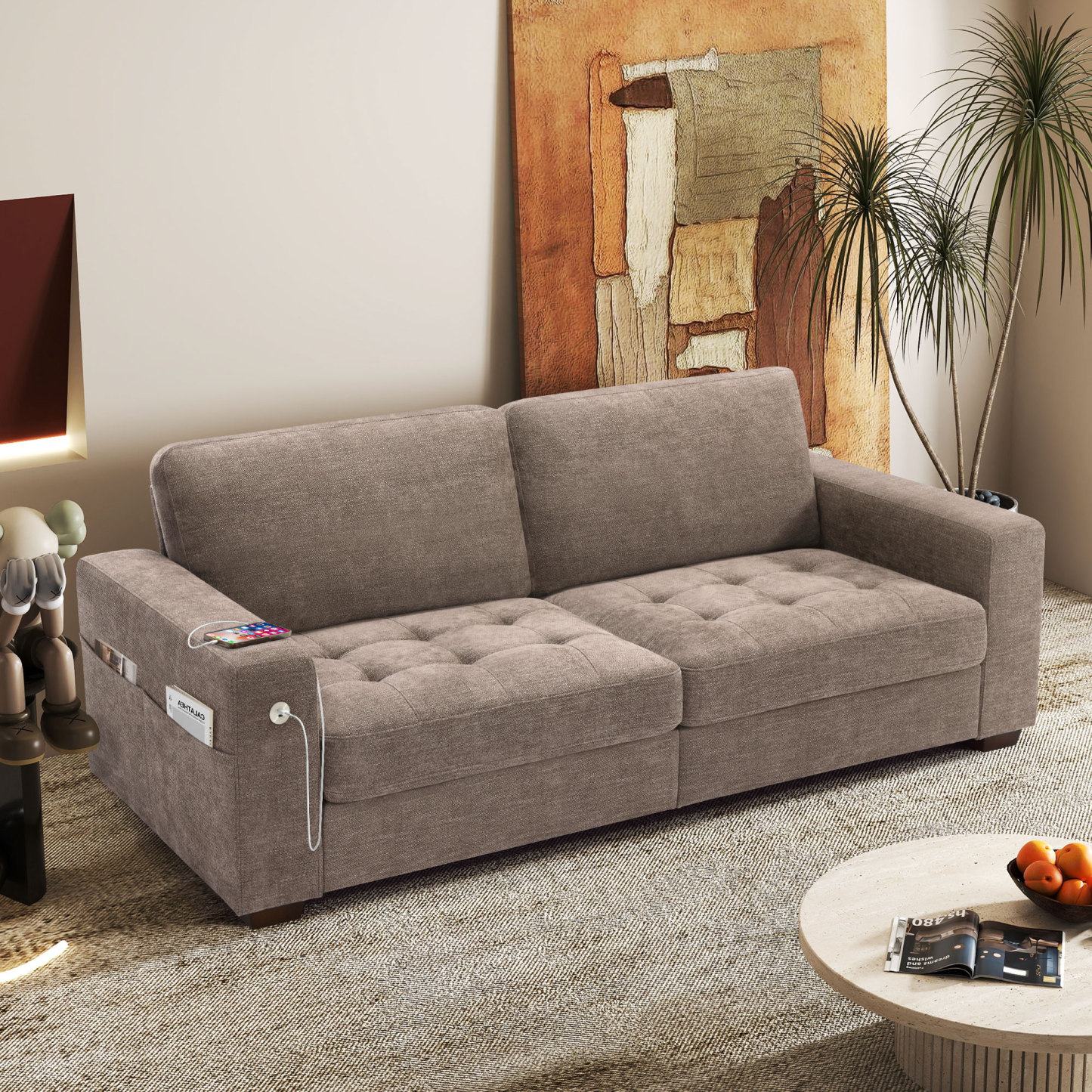 Classic 70" & 89" Modern Sofa with USB Charging