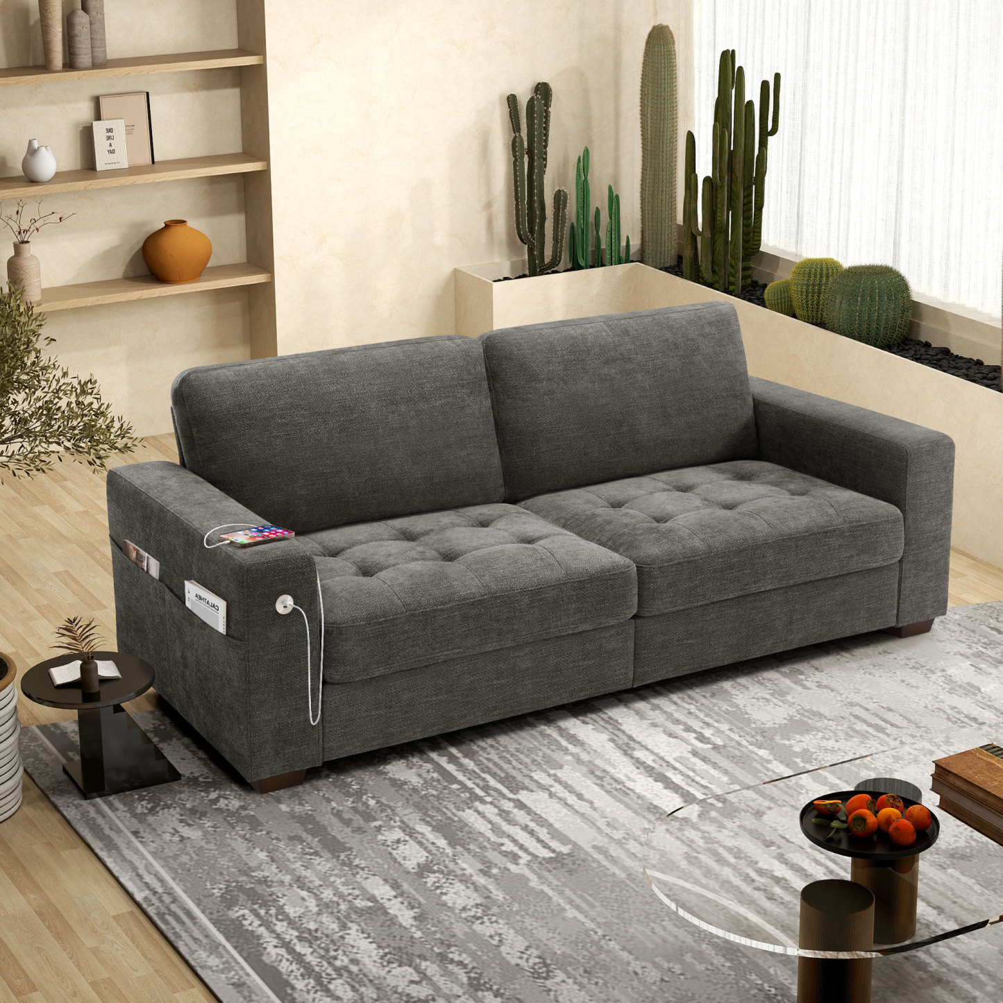 Classic 70" & 89" Modern Sofa with USB Charging