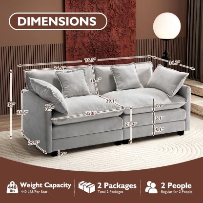Cloudy 149.2'' Luxury Thickened Cushion Sectional Sofa