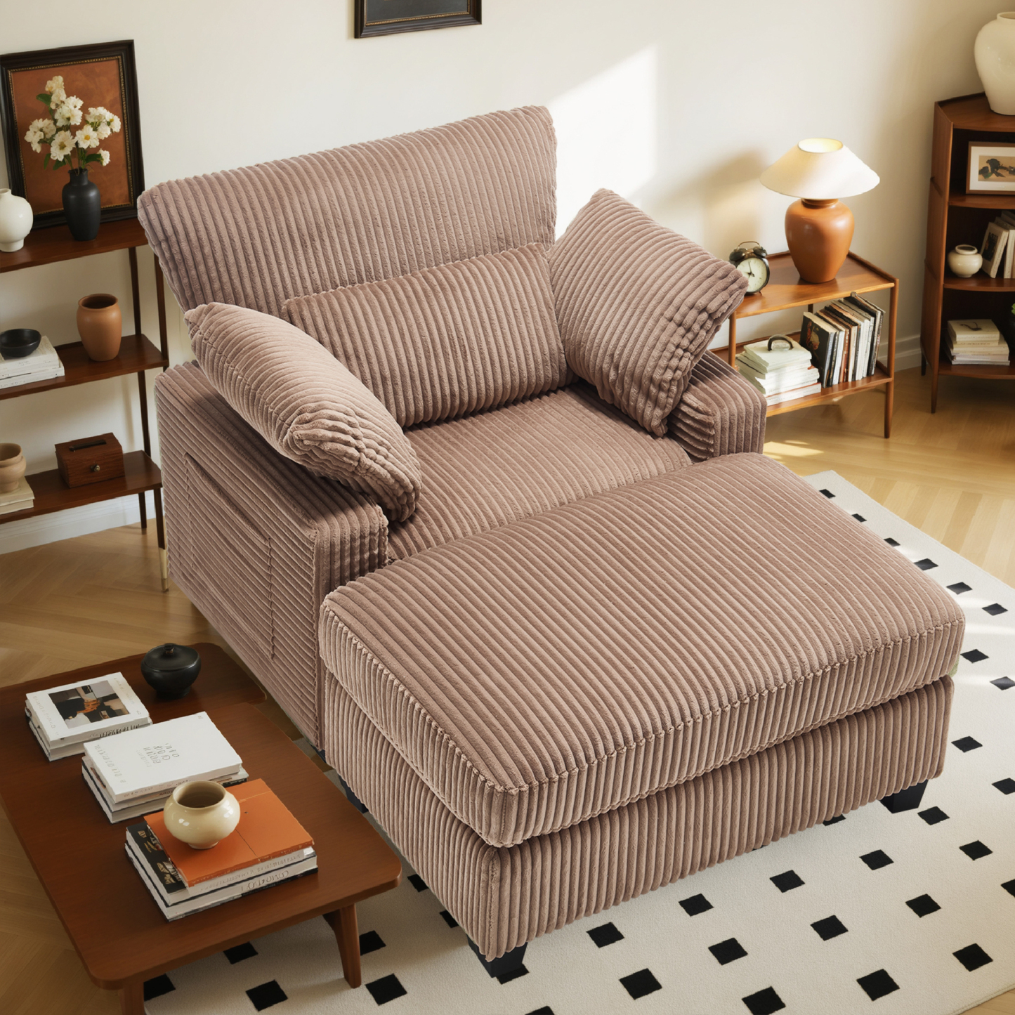 LuxeLounger 57.52 " Single Chair With Ottoman