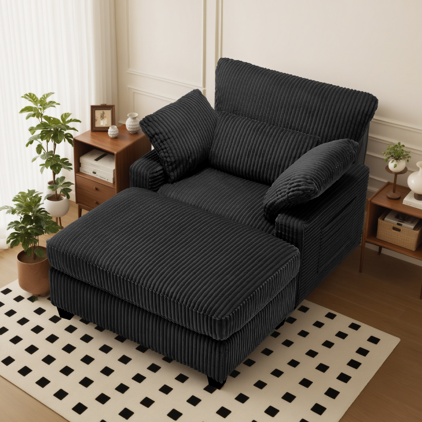 LuxeLounger 57.52 " Single Chair With Ottoman