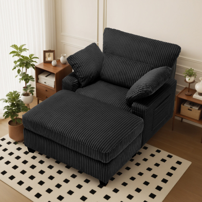 LuxeLounger 57.52 " Single Chair With Ottoman
