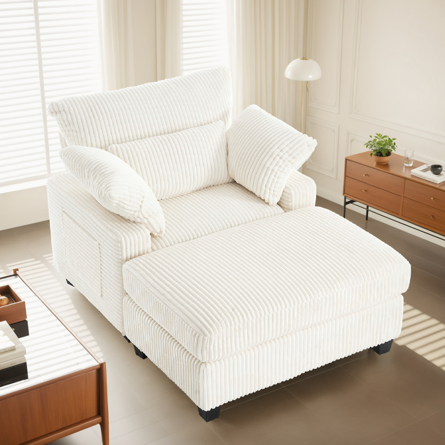 LuxeLounger 57.52 " Single Chair With Ottoman