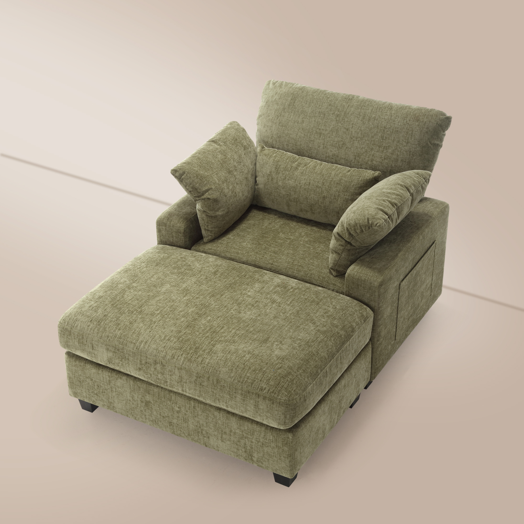 LuxeLounger 57.52 " Single Chair With Ottoman