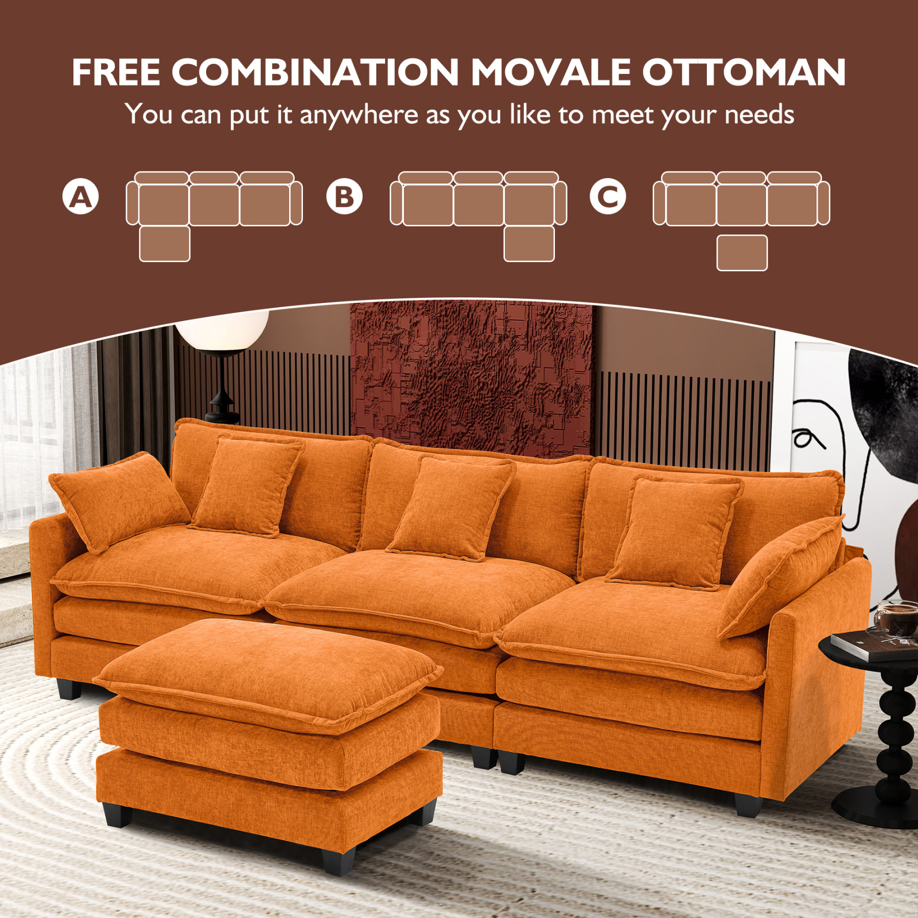 Cloudy 149.2'' Luxury Thickened Cushion Sectional Sofa