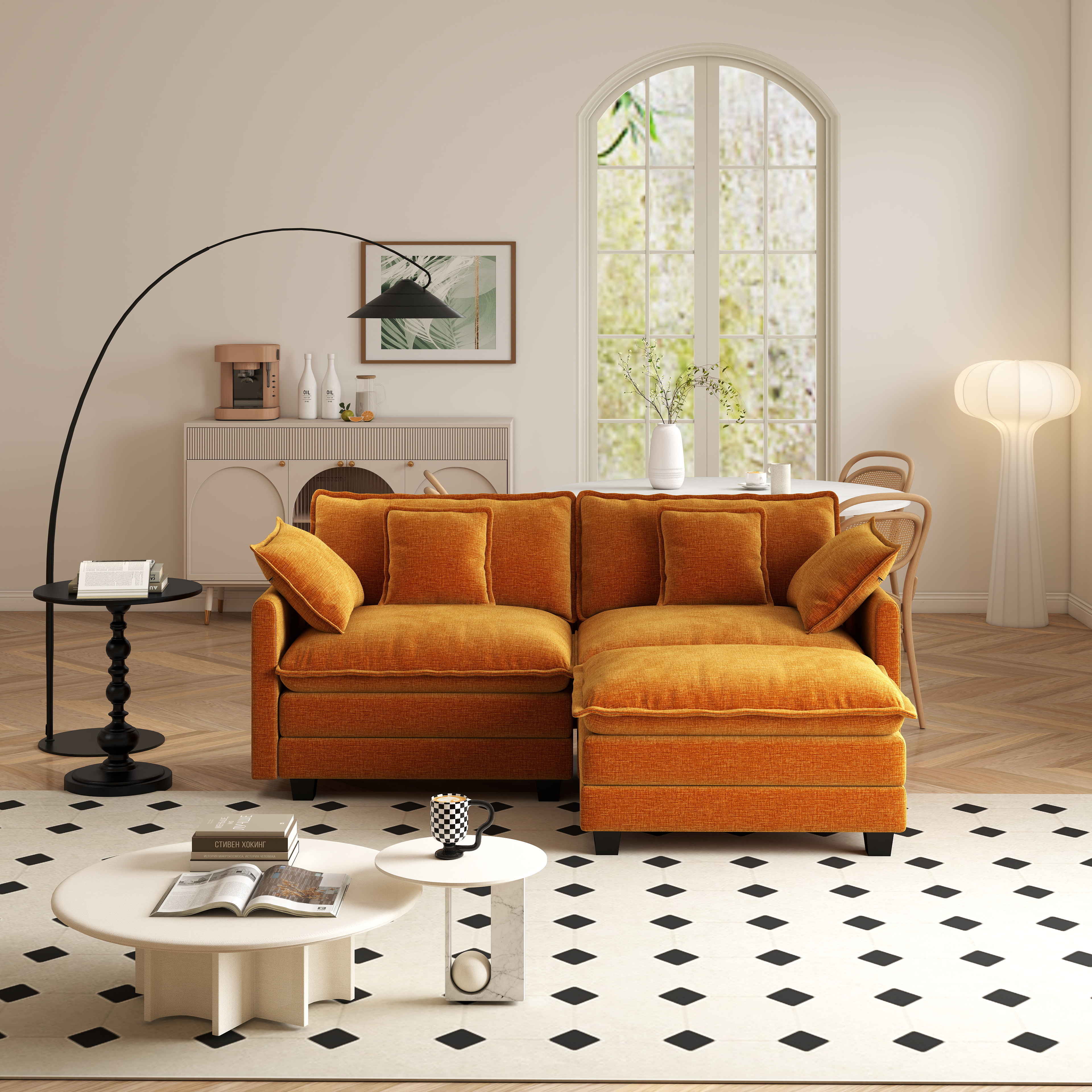 Cloudy 149.2'' Luxury Thickened Cushion Sectional Sofa