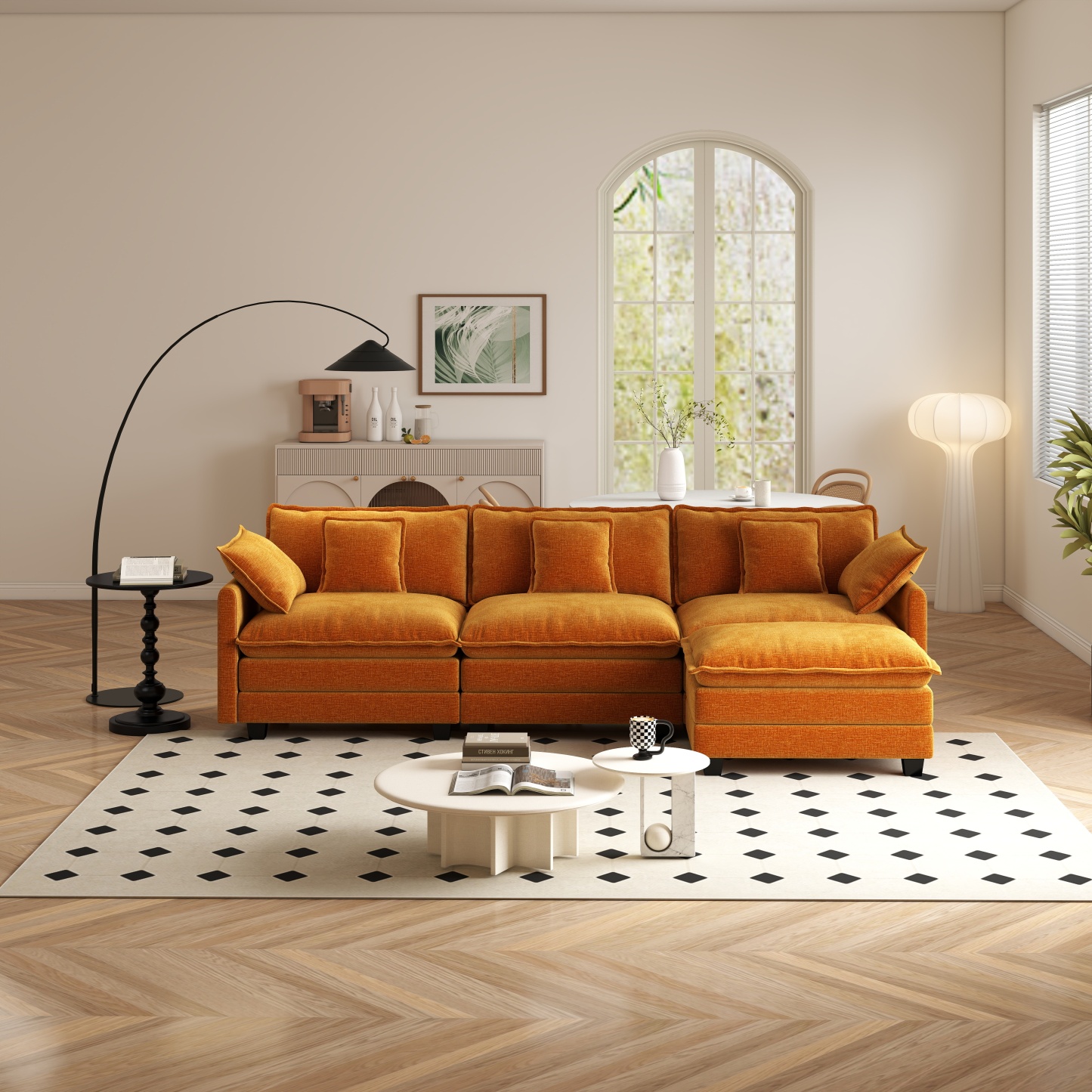 Cloudy 149.2'' Luxury Thickened Cushion Sectional Sofa