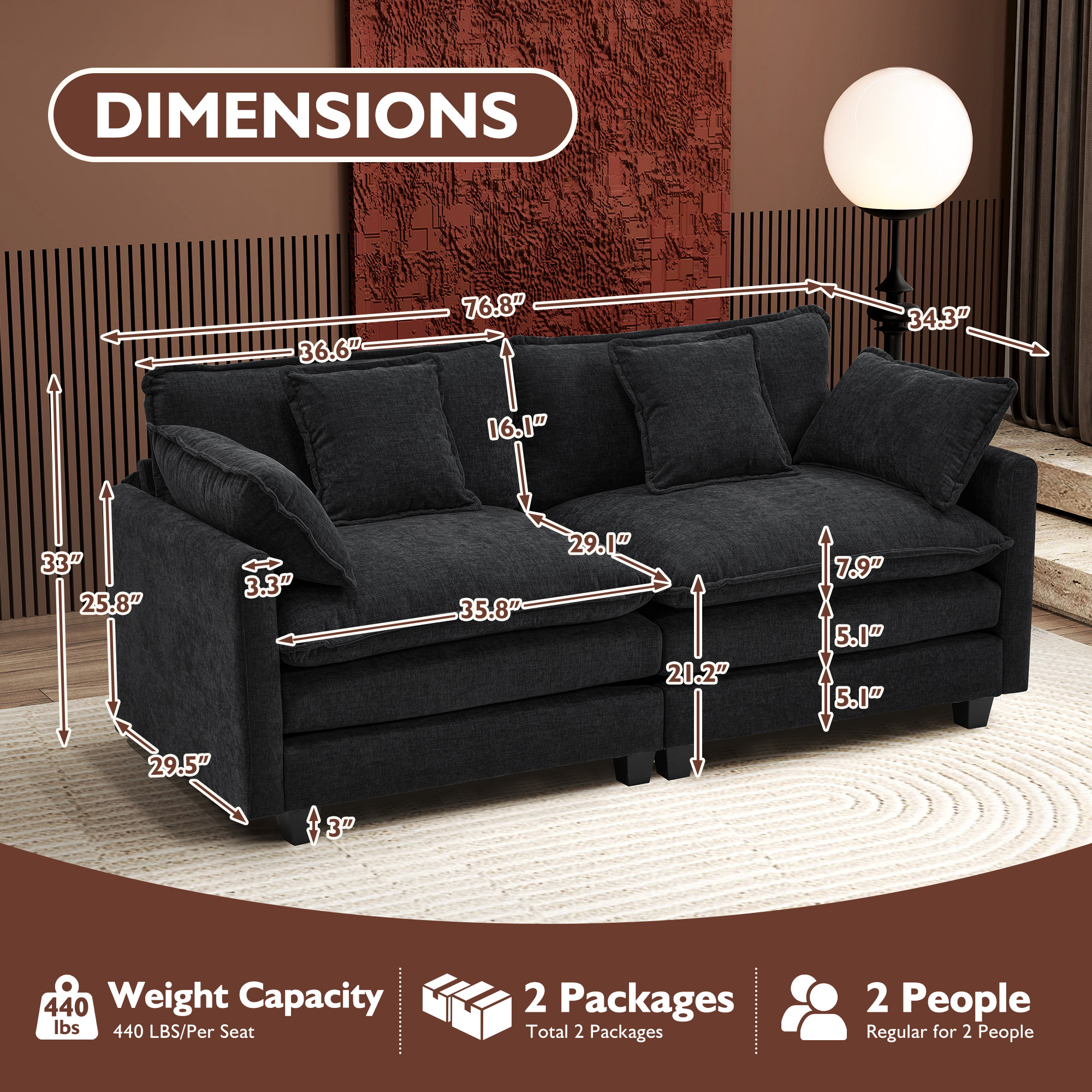 Cloudy 149.2'' Luxury Thickened Cushion Sectional Sofa
