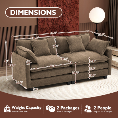 Cloudy 149.2'' Luxury Thickened Cushion Sectional Sofa