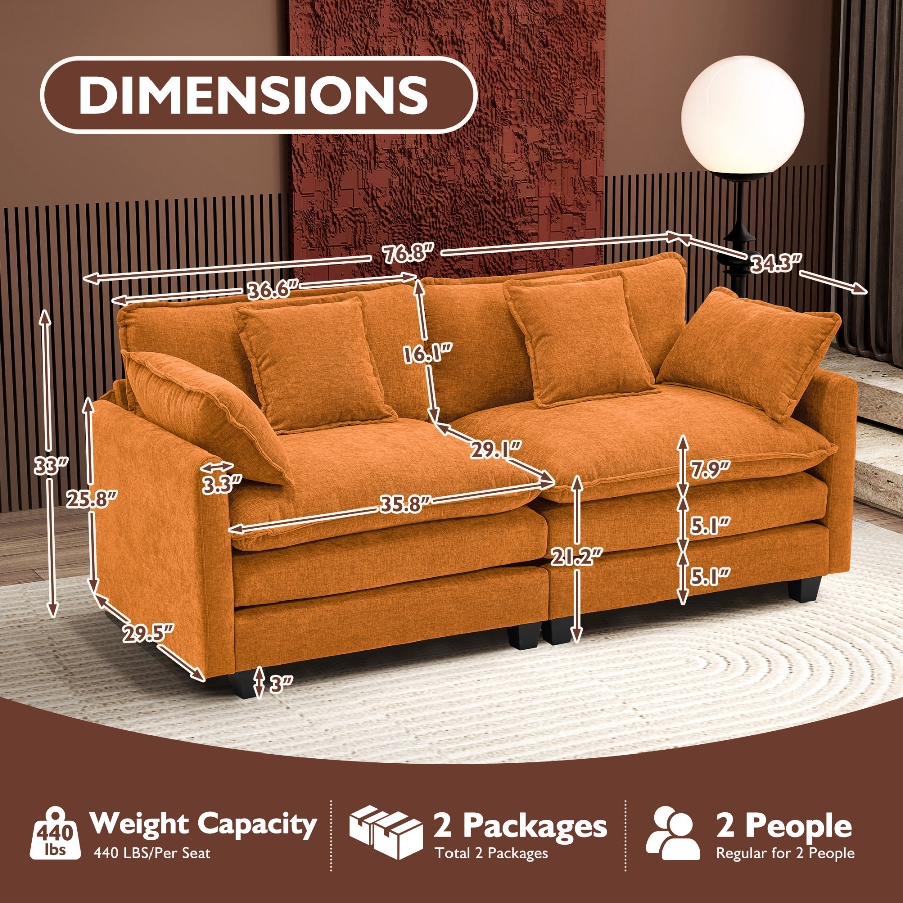 Cloudy 149.2'' Luxury Thickened Cushion Sectional Sofa