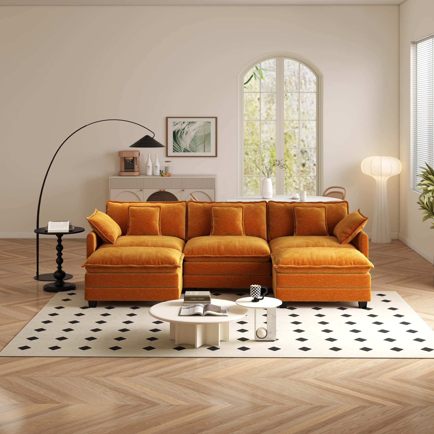 Cloudy 149.2'' Luxury Thickened Cushion Sectional Sofa