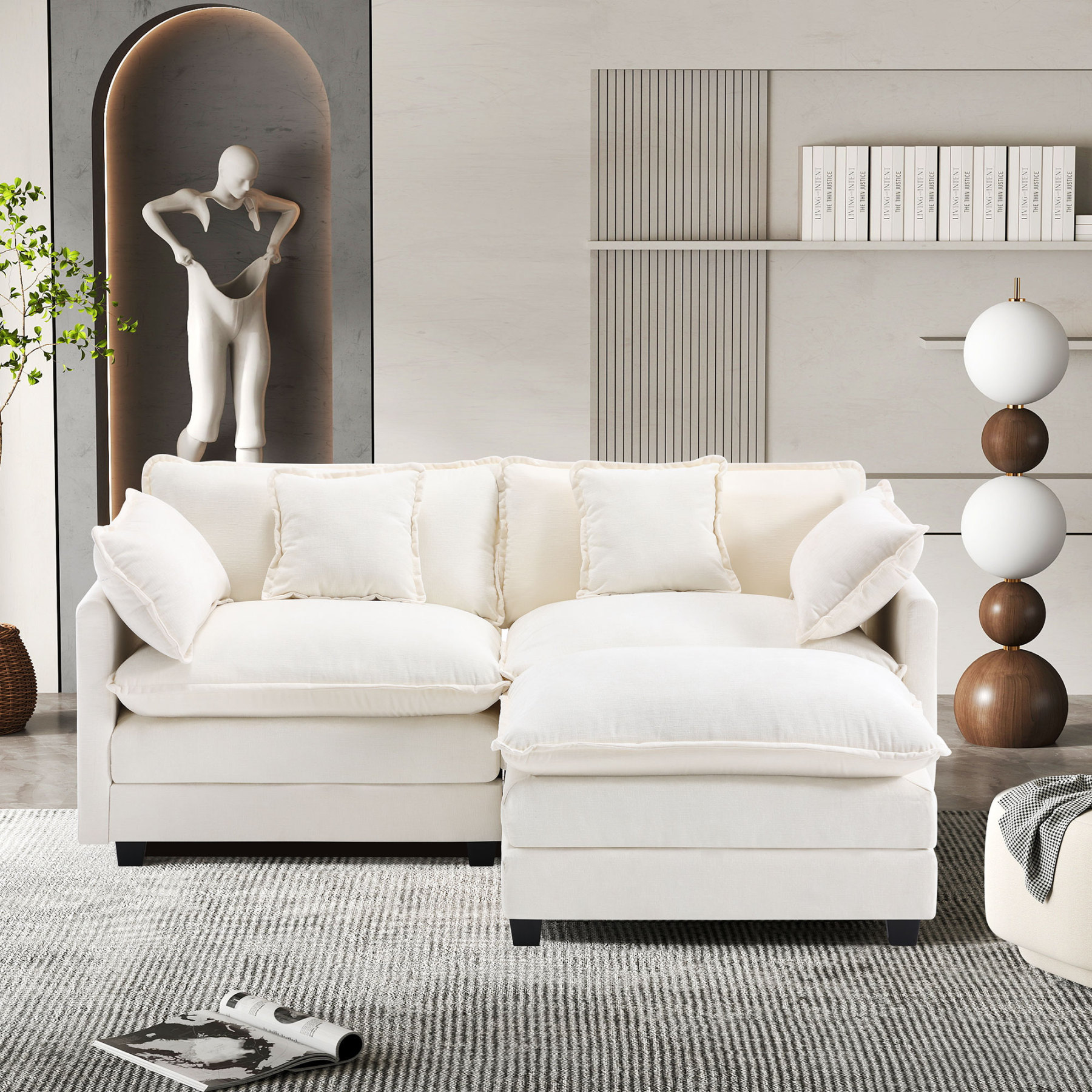Cloudy 149.2'' Luxury Thickened Cushion Sectional Sofa